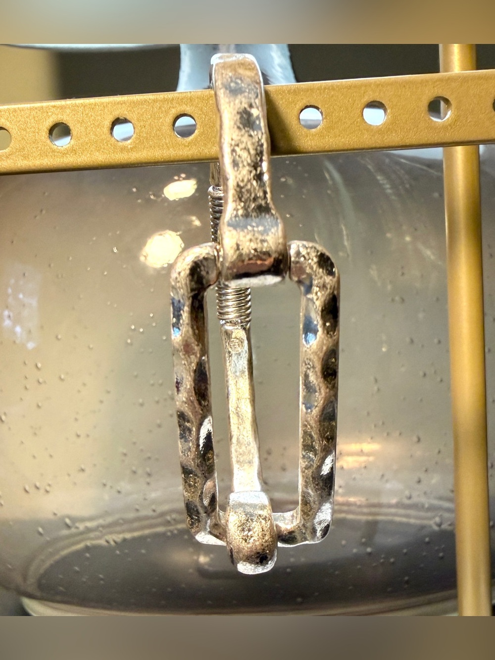 Hammered Silver Tone Hinged Bracelet